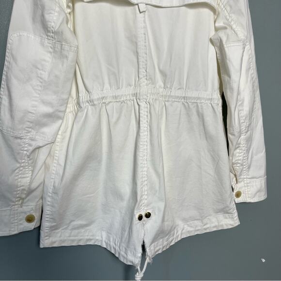 ATM Frayed Zip-Front Cargo Field Jacket w/ Stowaway Hood White Women’s Small - Picture 5 of 14